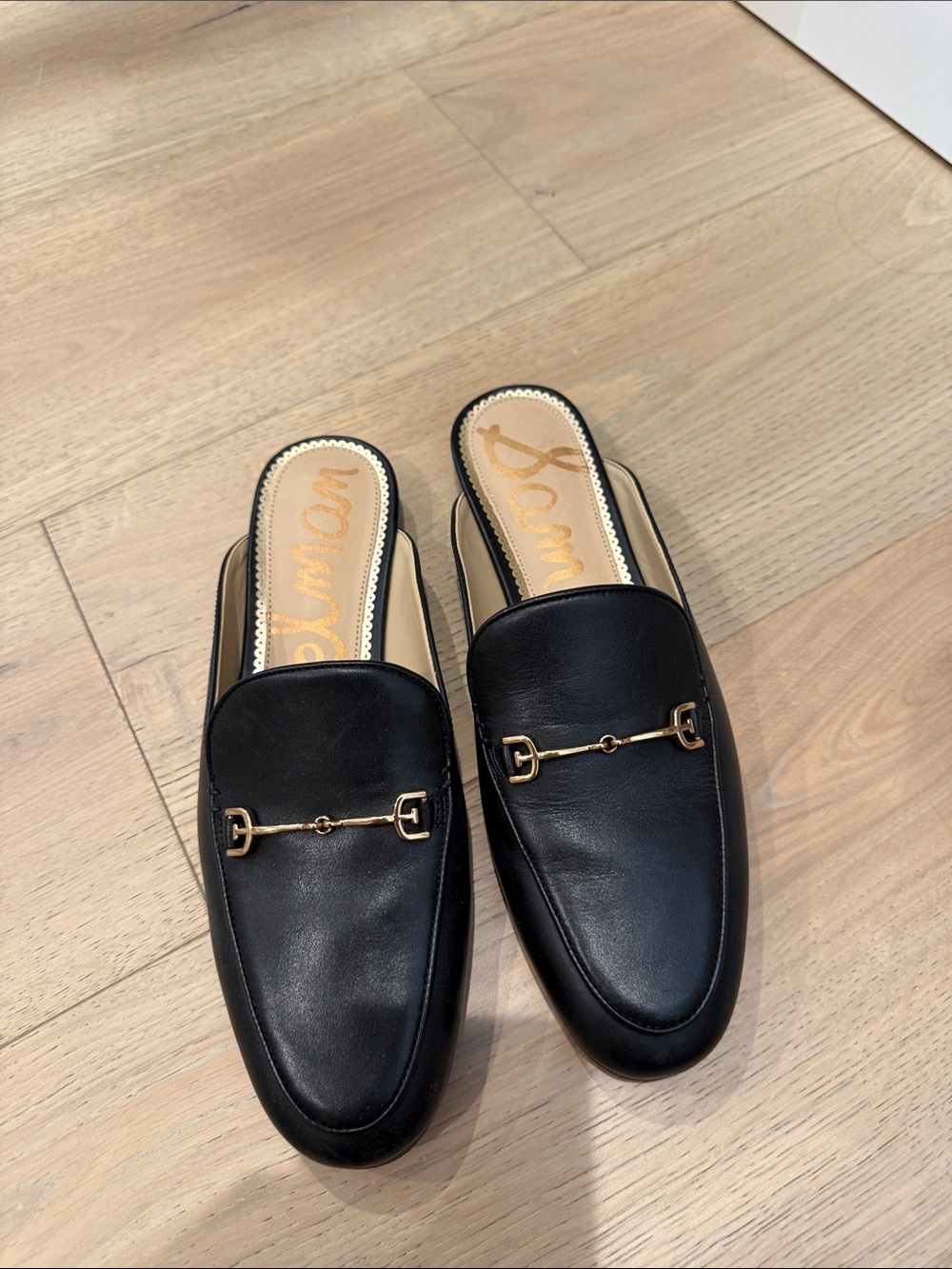 Sam Edelman Black Leather Slip-On Mule Loafers size 9